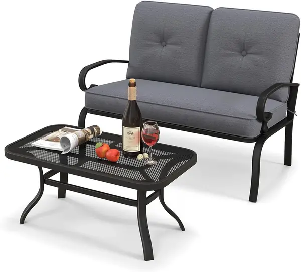2-teiliges Sofa- und Tischset für den Außenbereich…