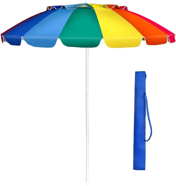 243 cm Sonnenschirm, Strandschirm mit Verankerung…