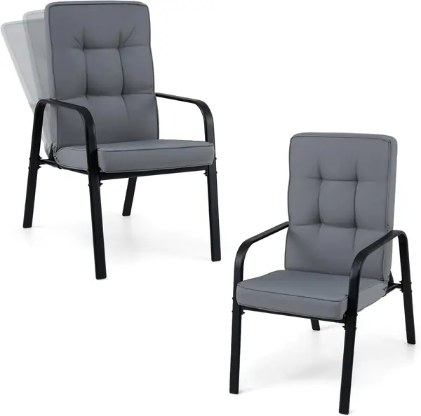 2er Set Gartenstuhl, Relaxsessel mit Verstellbarer…