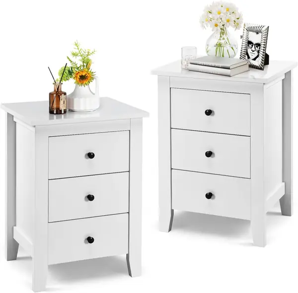 2er Set Nachttisch, Nachtschrank 3 Schubladen…