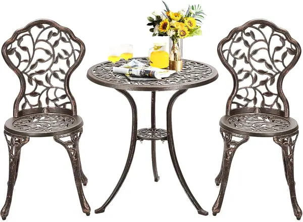 3 TLG. Bistro Set, Bistrotisch mit 2 Stühlen, Gartenmöbel…