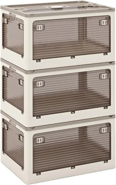 3er Aufbewahrungsbox mit Deckel, 132 L Stapelboxen…