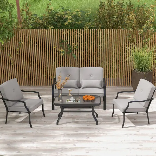 4 TLG. Gartenmöbel Lounge Set, Gartenlounge Set mit…