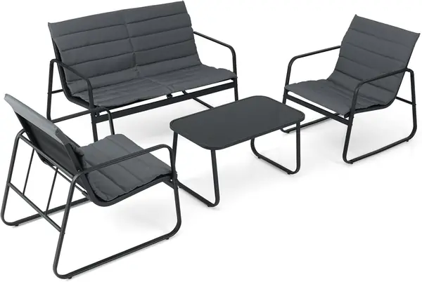 4 TLG Gartenmöbel Set, Outdoor Sitzgruppe mit Couchtisch…