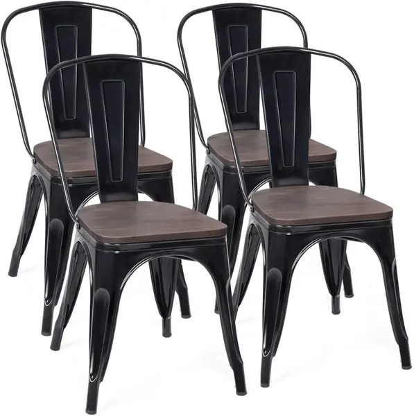 4er Set Esszimmerstühle stapelbar, Küchenstühle Essstühle…