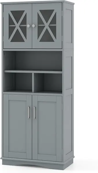 Badezimmerschrank, schmaler Badschrank mit 4 Türen…