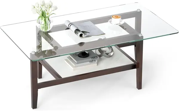 Couchtisch aus Glas, moderner rechteckiger…