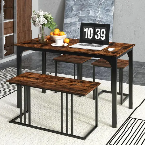Esstisch mit Bank & 2 Hockern, Küchentisch Bartisch mit…