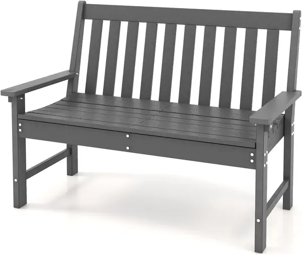 Gartenbank für 2 Personen, 132 x 65 x 91 cm (Grau)