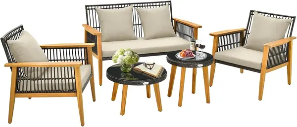 Gartenlounge Outdoor Möbelsets, 5-teiliges Rattan…