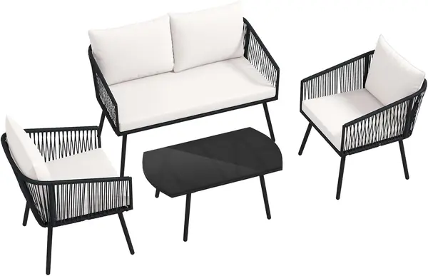 Gartenmöbel Set 4 Personen, Rattan Lounge Möbel Outdoor…
