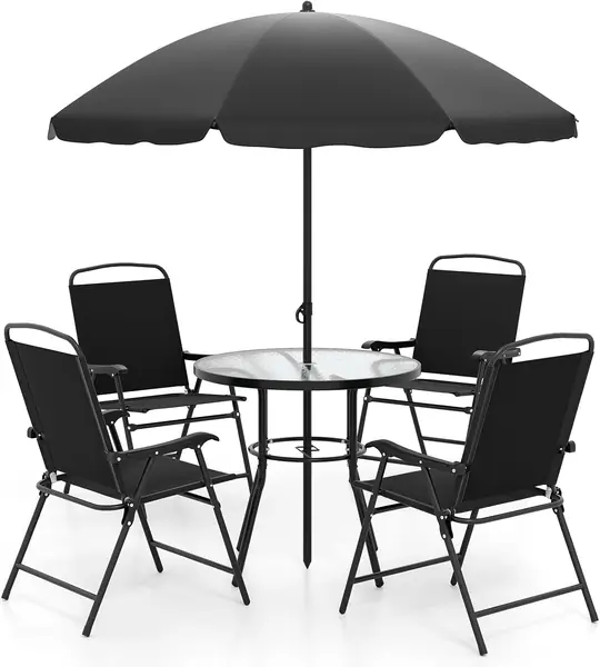 Gartenmöbel Set 6 TLG. mit Sonnenschirm, Terassenmöbel…