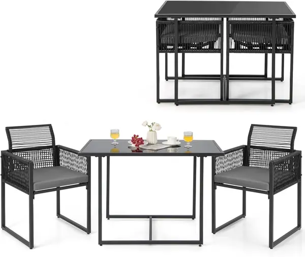 Gartenmöbel Set Rattan 2 Personen, Balkonmöbel Kleiner…