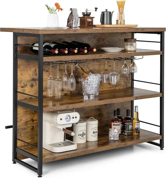 Hausbar Theke Bar, Barschrank mit 4 offenen Ablagen…