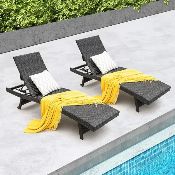 Klappbare Sonnenliege, Rattan-Gartenliege mit 5-Fach…