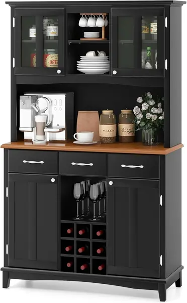 Küchenschrank Buffetschrank mit Weinregal, Küchenbuffet…