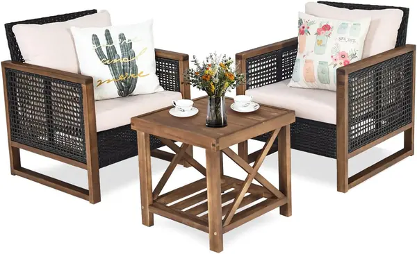 Rattan Gartenmöbel Set 3 teilig, Balkonmöbel Set 2…