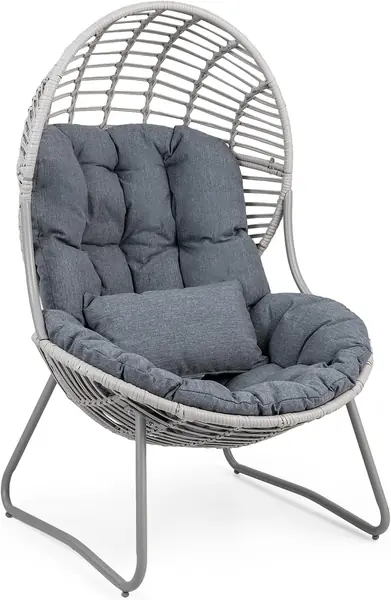 Rattansessel in Korbform, Gartensessel im Ei-Form mit…