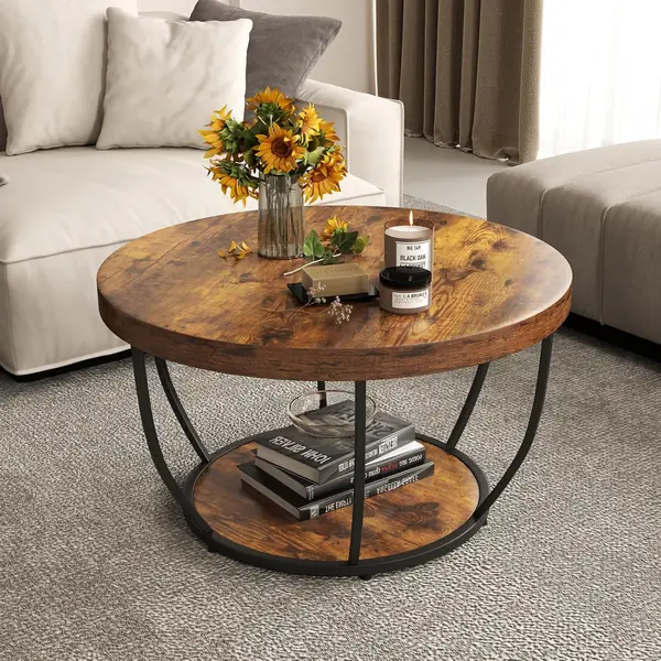 Runder Couchtisch mit 2 Ebenen, 80 x 80 x 45 cm…