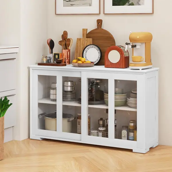 Sideboard Küche, Küchenschrank mit Glasschiebetüren…